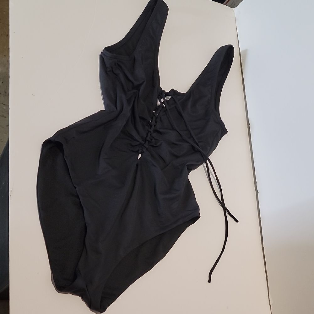 Onia Black Lace-Up Swimsuit